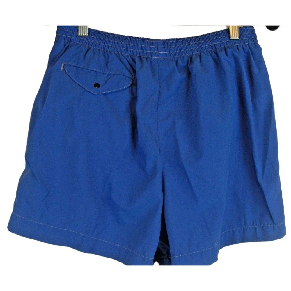 Mens Lands End Blue Lined Nylon Swim Board Shorts sz Lx4